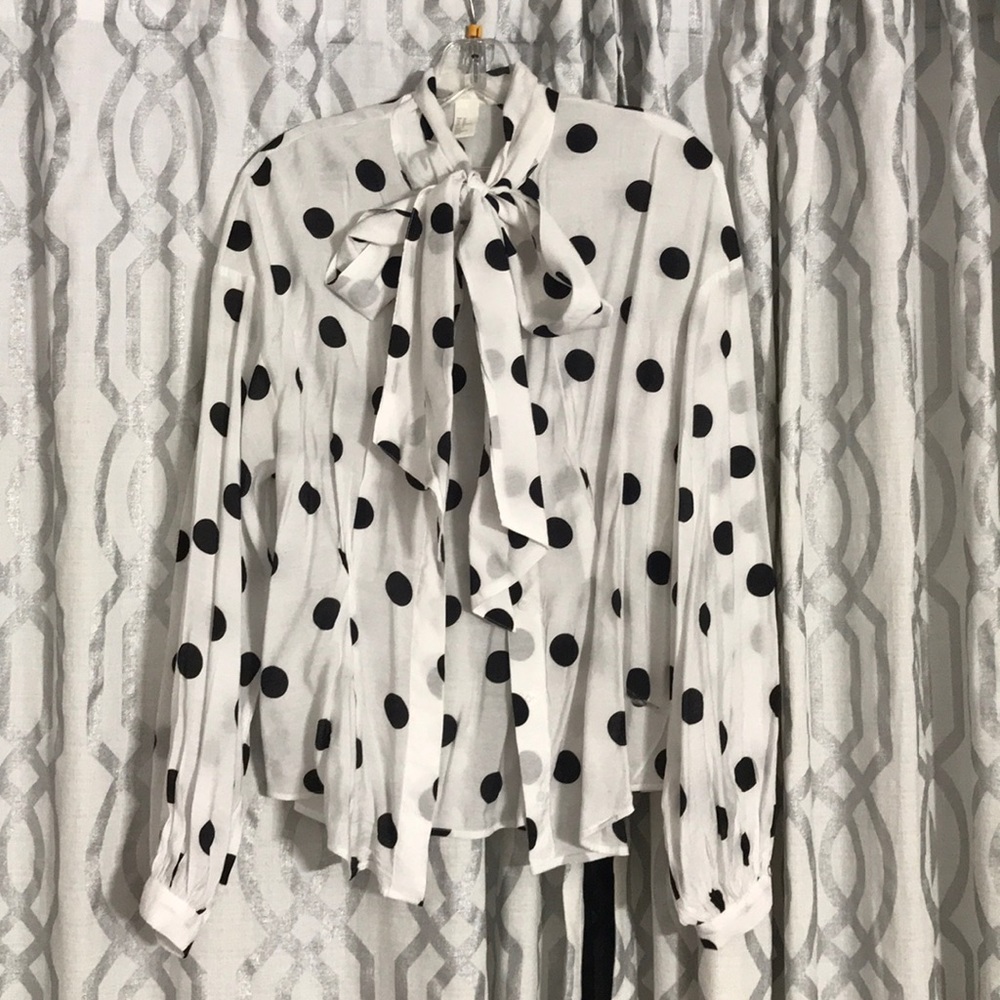Polska dot bow front blouse